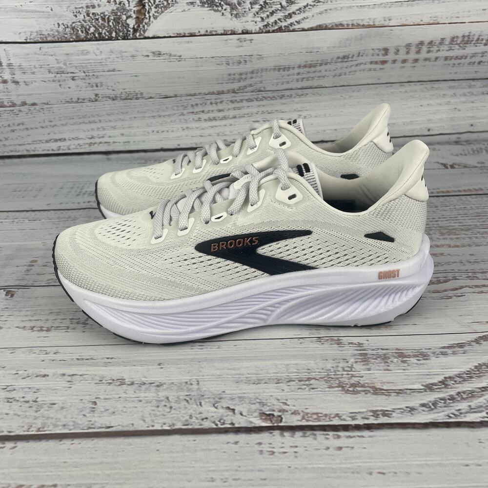 Brooks Ghost 18 Womens Sz 7.5B Running Shoes White Black Rose Gold - Picture 6 of 11